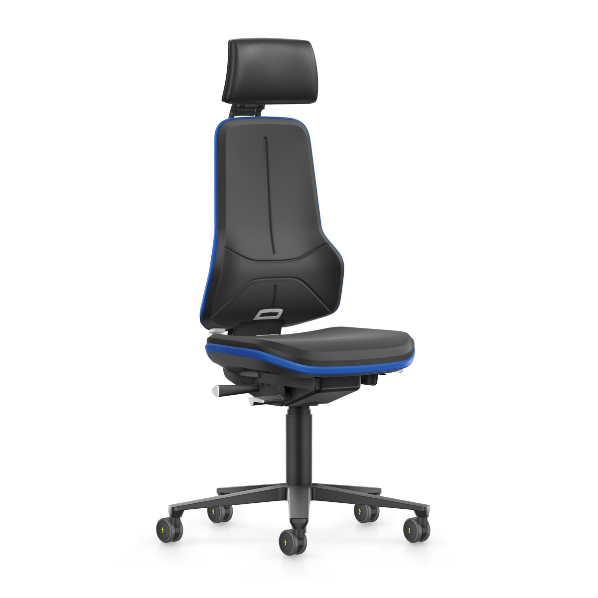 Color flex band:blue, Variation:NEON ESD XXL task swivel chair with adjustable headrest